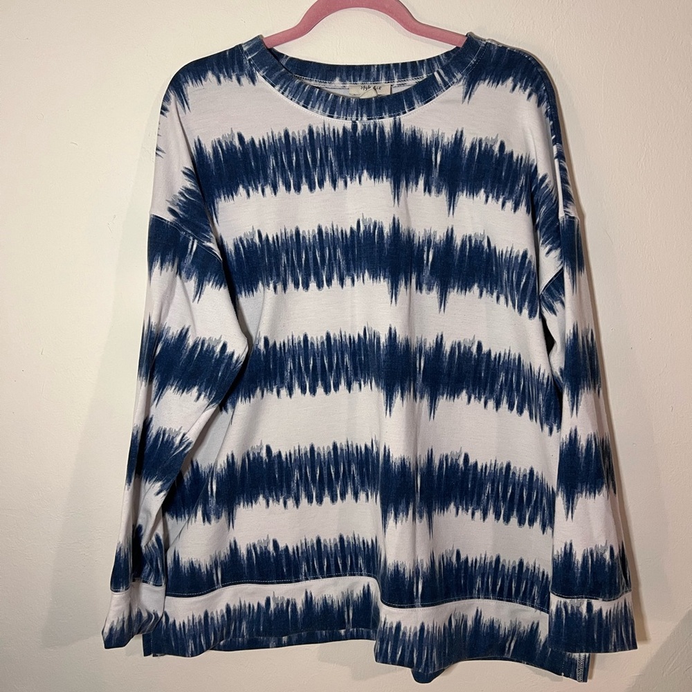Style & Co XXL Blue and White Tie-Dye Print Sweater